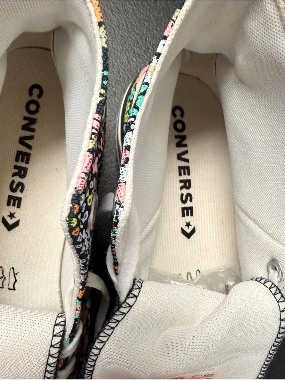 Converse Women’s High-Top Sneakers in Black with Multicolor Floral Print - Picture 4 of 6